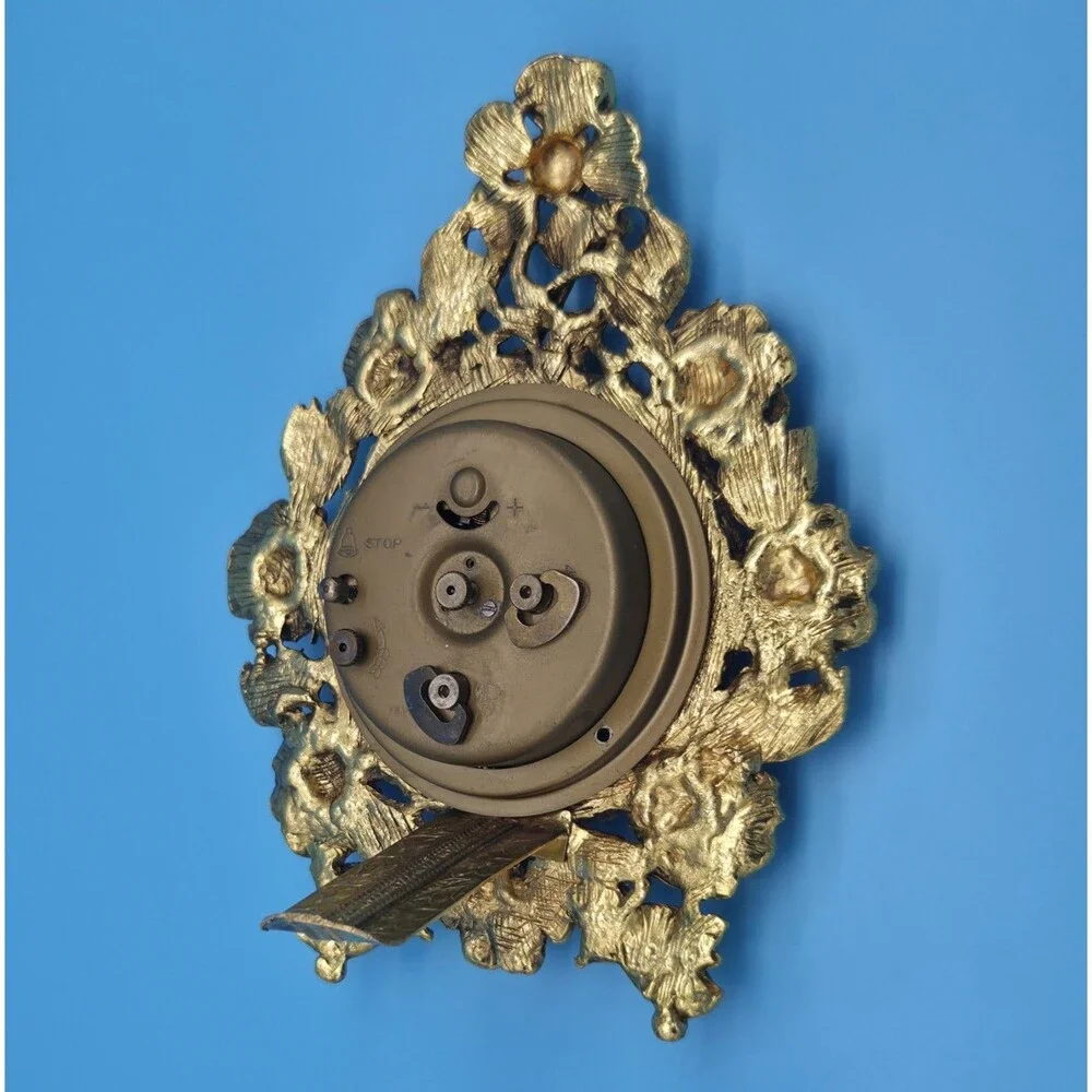 Vintage Endura Desk Clock Gold Tone Floral Frame Made in France​SEE DESCRIPTION